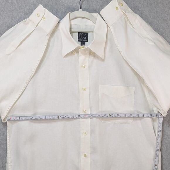 Jos A Bank Mens XXL Traveler Collection White 100% Linen Button Up Shirt - Picture 6 of 9